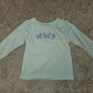 Garanimals Teal Long Sleeve Shirt with Blue Butterflies